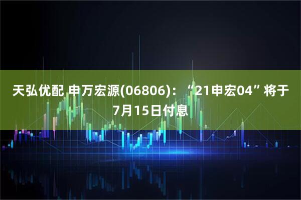 天弘优配 申万宏源(06806)：“21申宏04”将于7月15日付息
