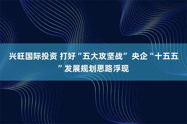 兴旺国际投资 打好“五大攻坚战” 央企“十五五”发展规划思路浮现